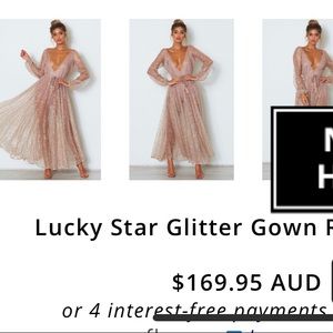 white fox boutique lucky star glitter gown